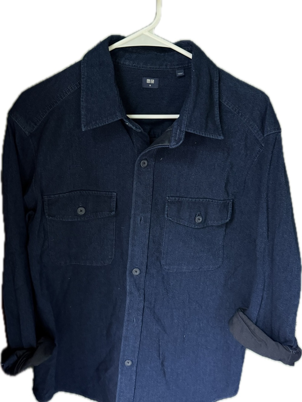 NWOT Uniqlo Men's Navy Blue Casual Button-Down Shirt